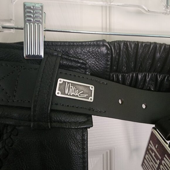 Harley Davidson Women's SX_M Black Leather Willie G Chaps - Picture 3 of 11